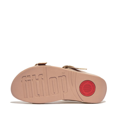 FitFlop Lulu Verstellbare Leder Pantoletten Platin