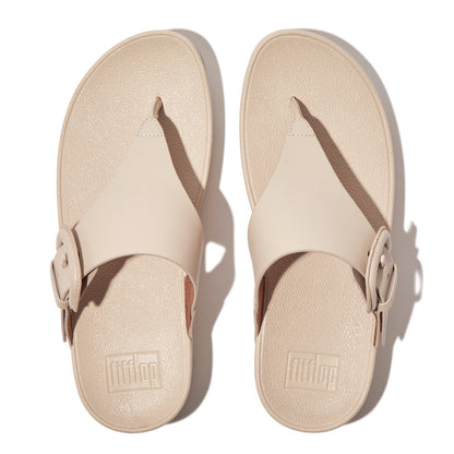 FitFlop Lulu verstellbare Leder-Zehenstegsandalen Stone Beige