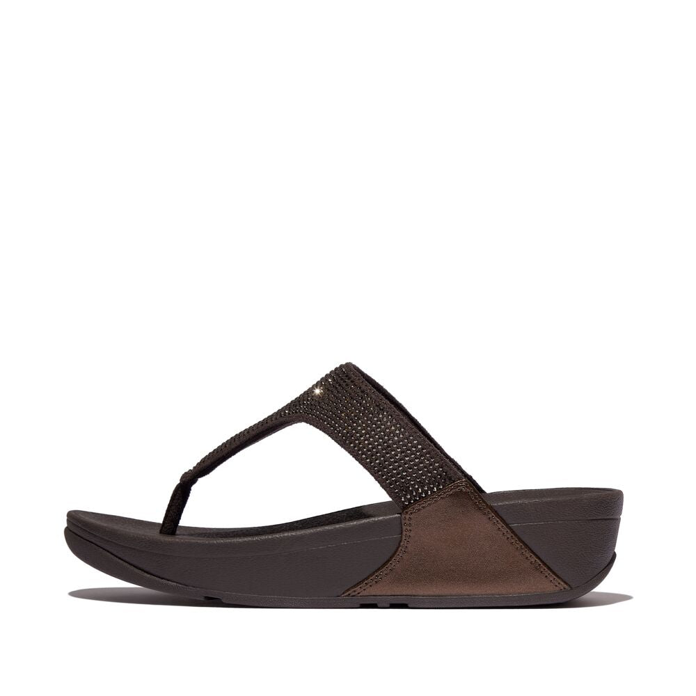 FitFlop Lulu Glitzer Metallic Chocolate Brown Zehensteg