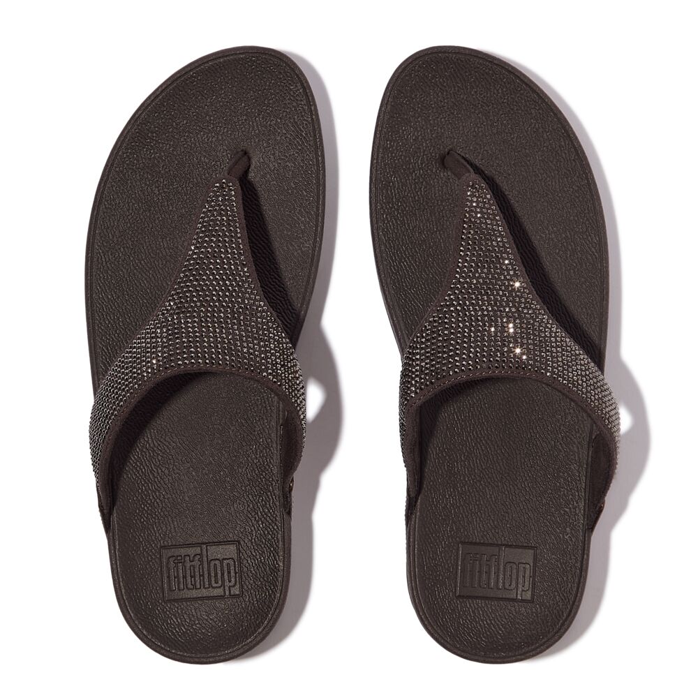 FitFlop Lulu Glitzer Metallic Chocolate Brown Zehensteg