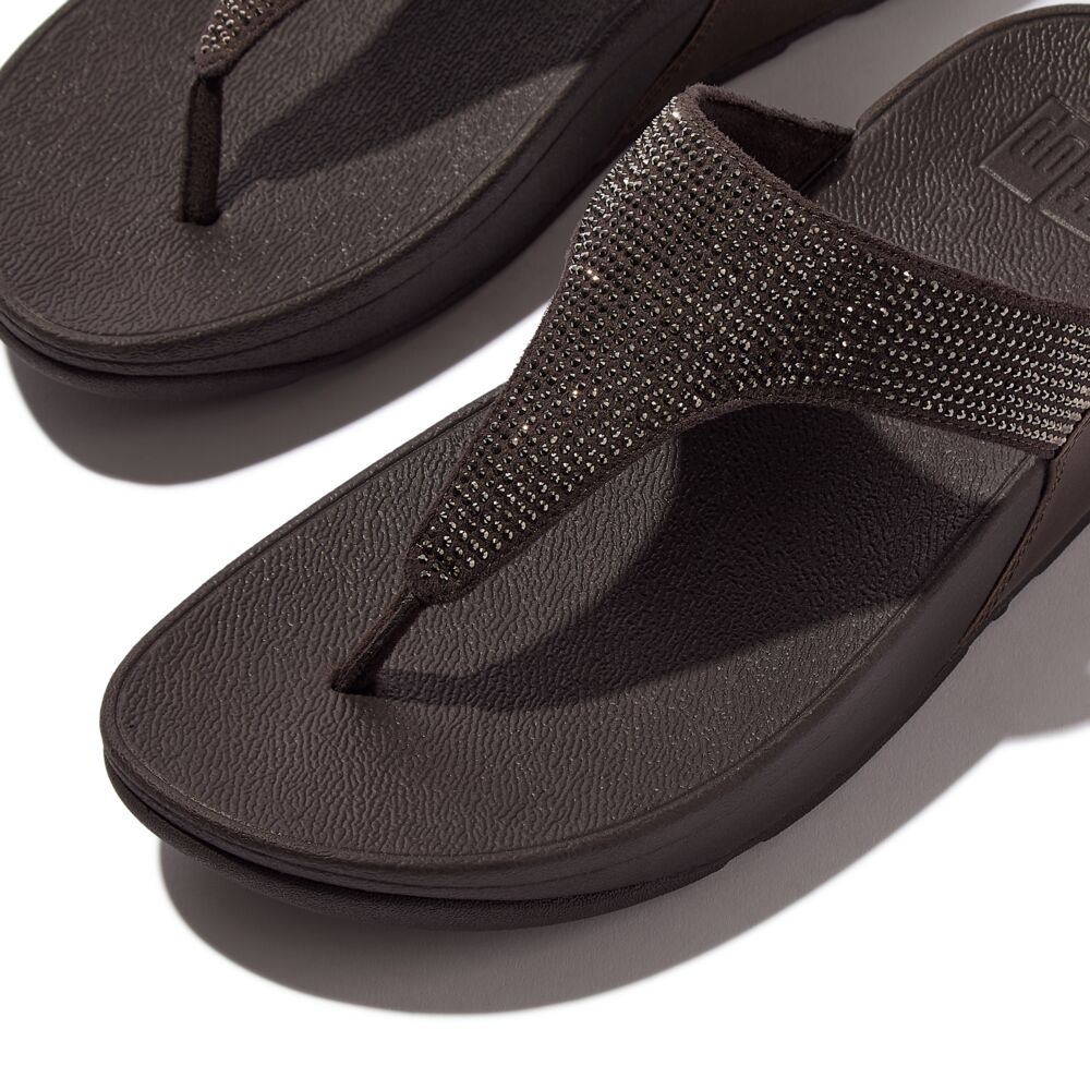 FitFlop Lulu Glitzer Metallic Chocolate Brown Zehensteg