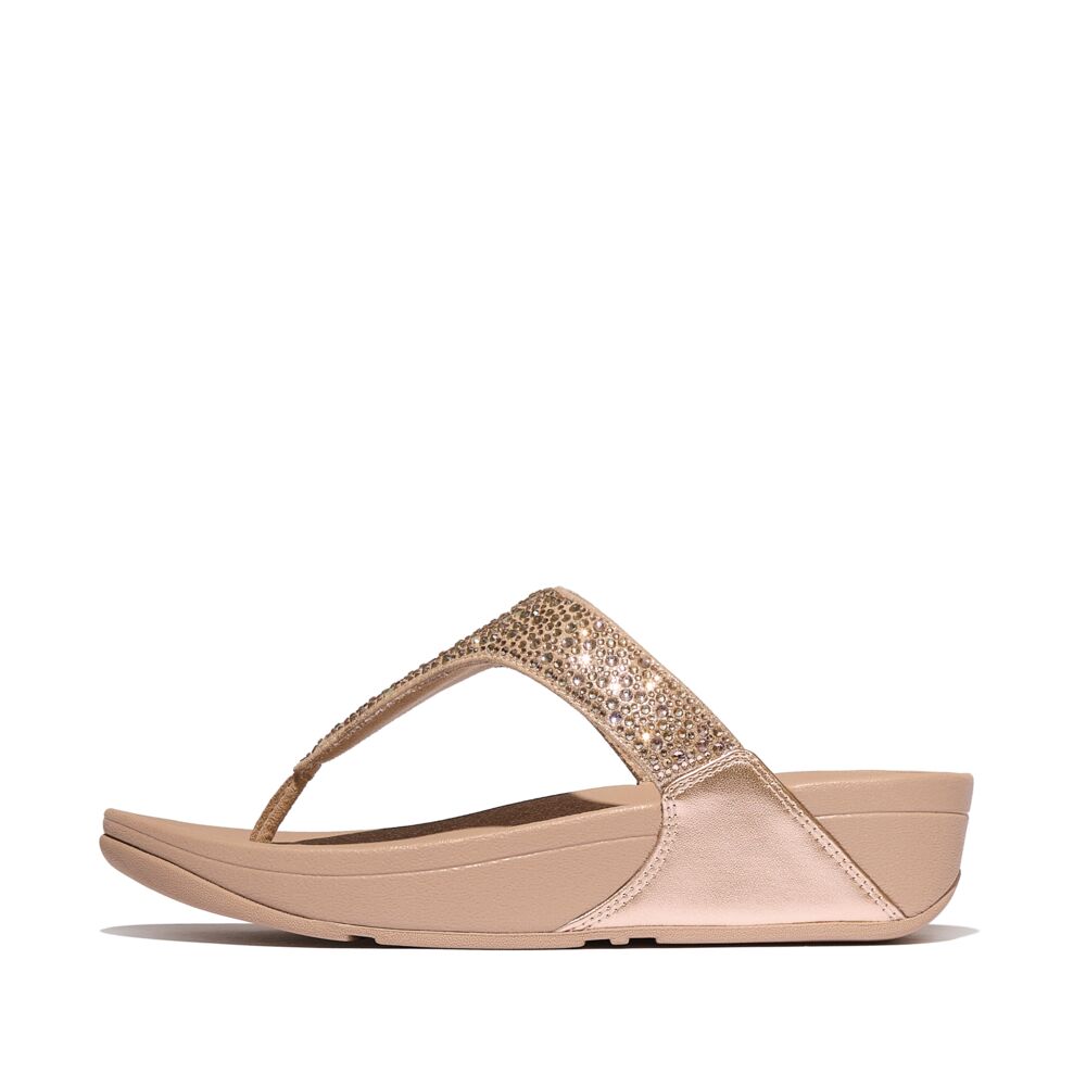 FitFlop Lulu Glitzer Metallic Classic Beige Zehensteg