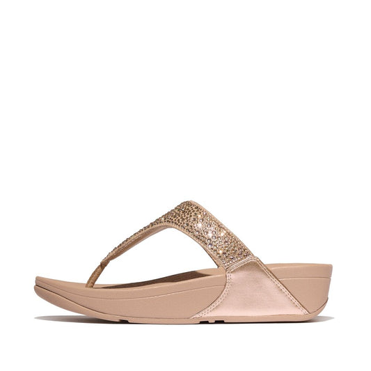 FitFlop Lulu Glitzer Metallic Classic Beige Zehensteg