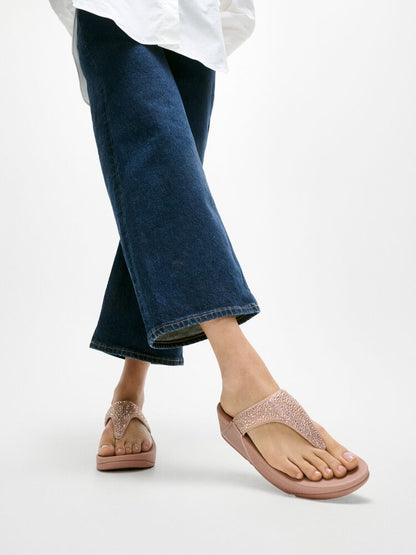 FitFlop Lulu Glitzer Metallic Classic Beige Zehensteg
