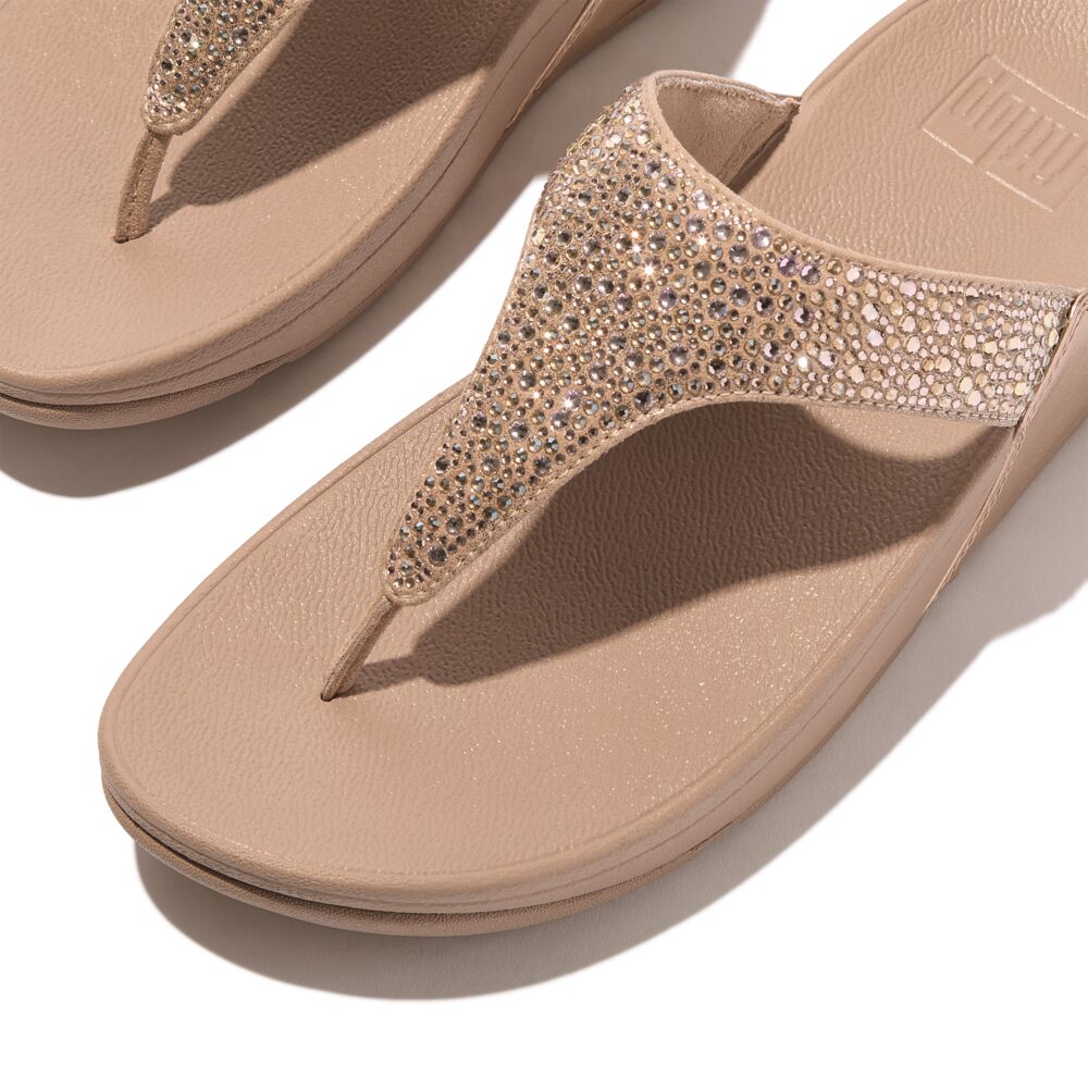 FitFlop Lulu Glitzer Metallic Classic Beige Zehensteg