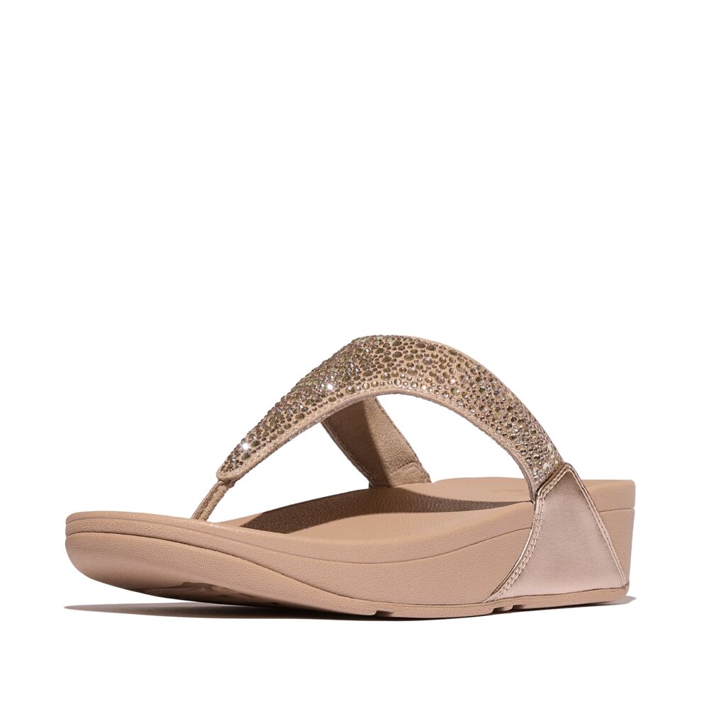 FitFlop Lulu Glitzer Metallic Classic Beige Zehensteg