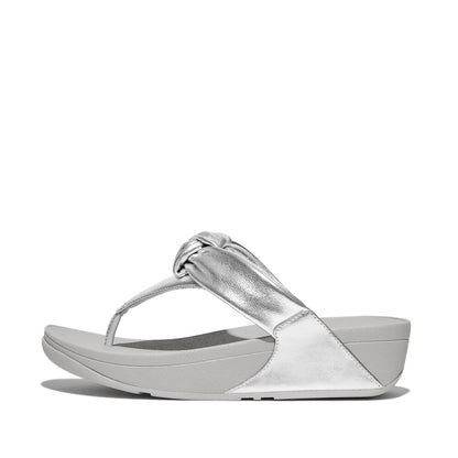 FitFlop Lulu Zehenstegsandalen mit gepolstertem Knoten Silver
