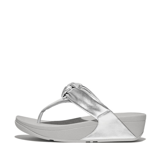 FitFlop Lulu Zehenstegsandalen mit gepolstertem Knoten Silver