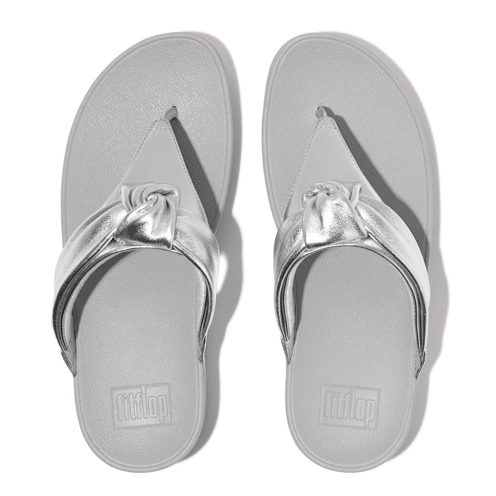 FitFlop Lulu Zehenstegsandalen mit gepolstertem Knoten Silver