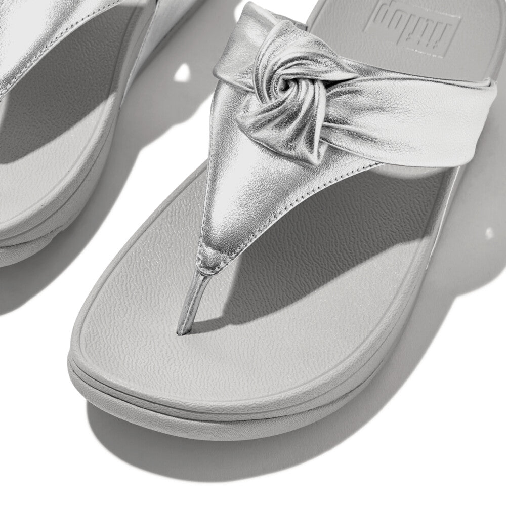FitFlop Lulu Zehenstegsandalen mit gepolstertem Knoten Silver