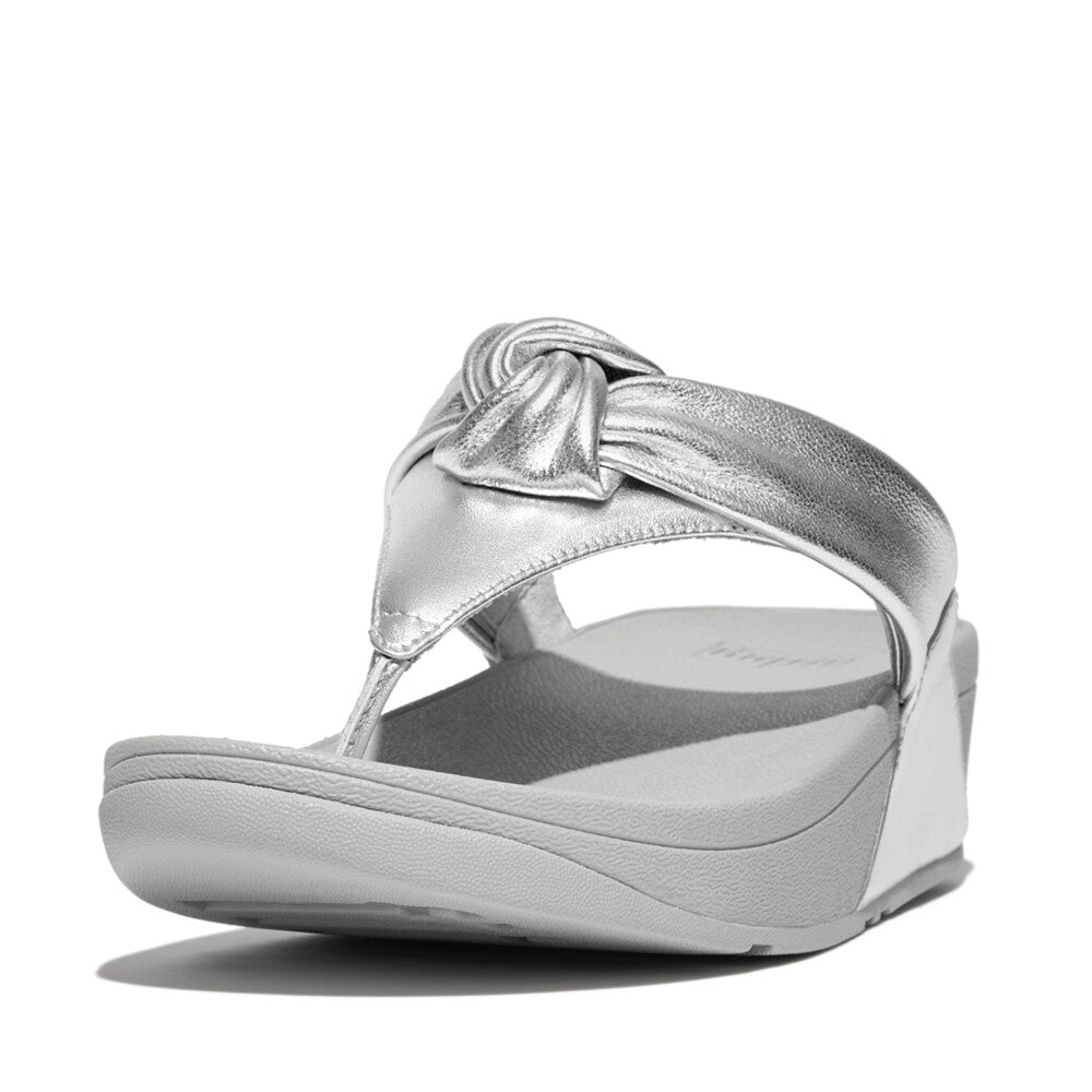 FitFlop Lulu Zehenstegsandalen mit gepolstertem Knoten Silver