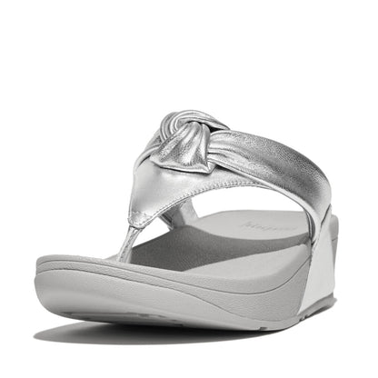 FitFlop Lulu Zehenstegsandalen mit gepolstertem Knoten Silver
