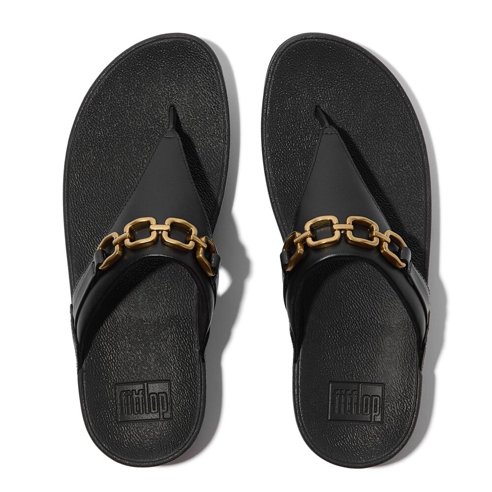 FitFlop Lulu Leder Zehenstegsandalen Black