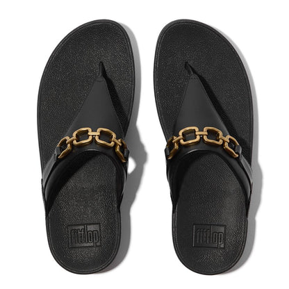 FitFlop Lulu Leder Zehenstegsandalen Black
