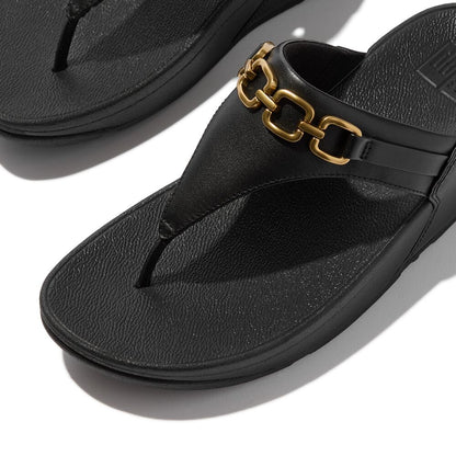 FitFlop Lulu Leder Zehenstegsandalen Black