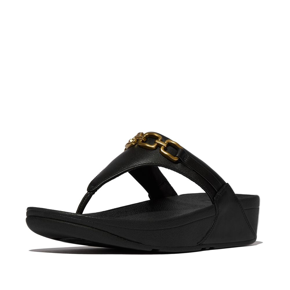 FitFlop Lulu Leder Zehenstegsandalen Black