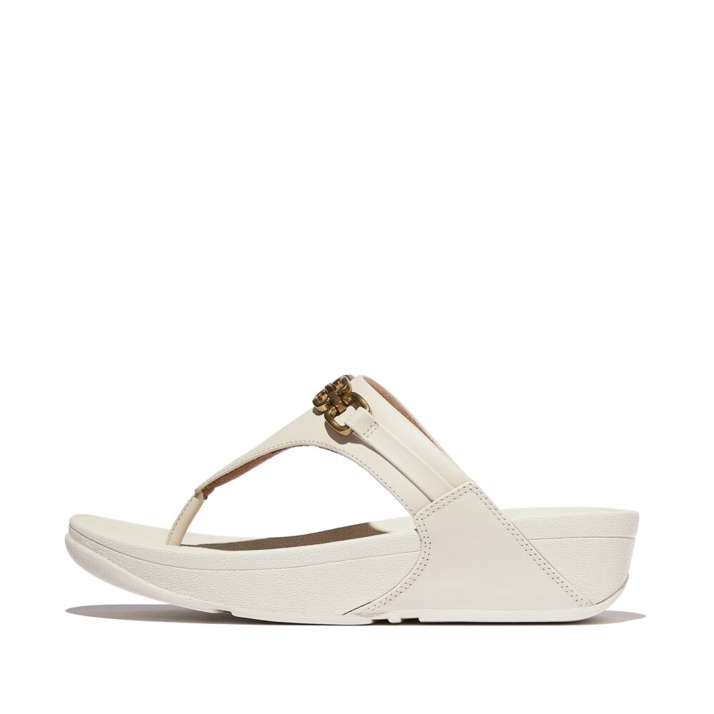FitFlop Lulu Leder Zehenstegsandalen Paris Beige