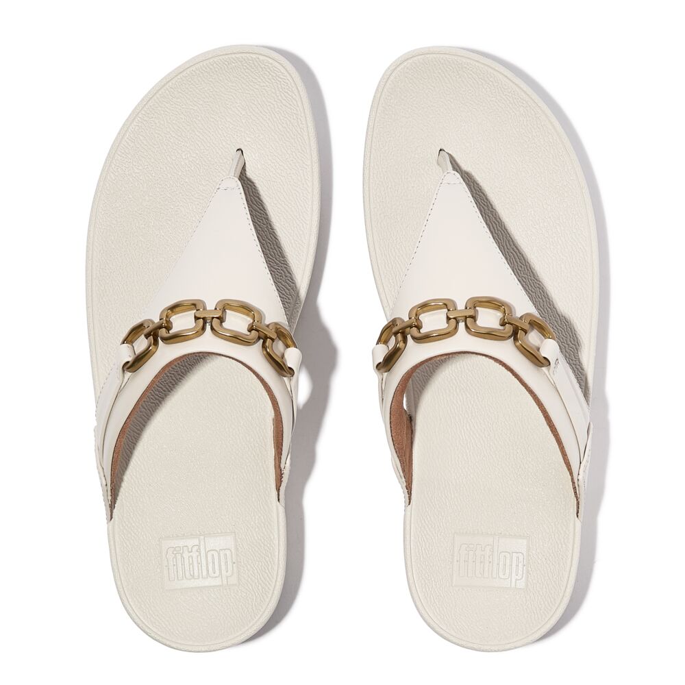 FitFlop Lulu Leder Zehenstegsandalen Paris Beige