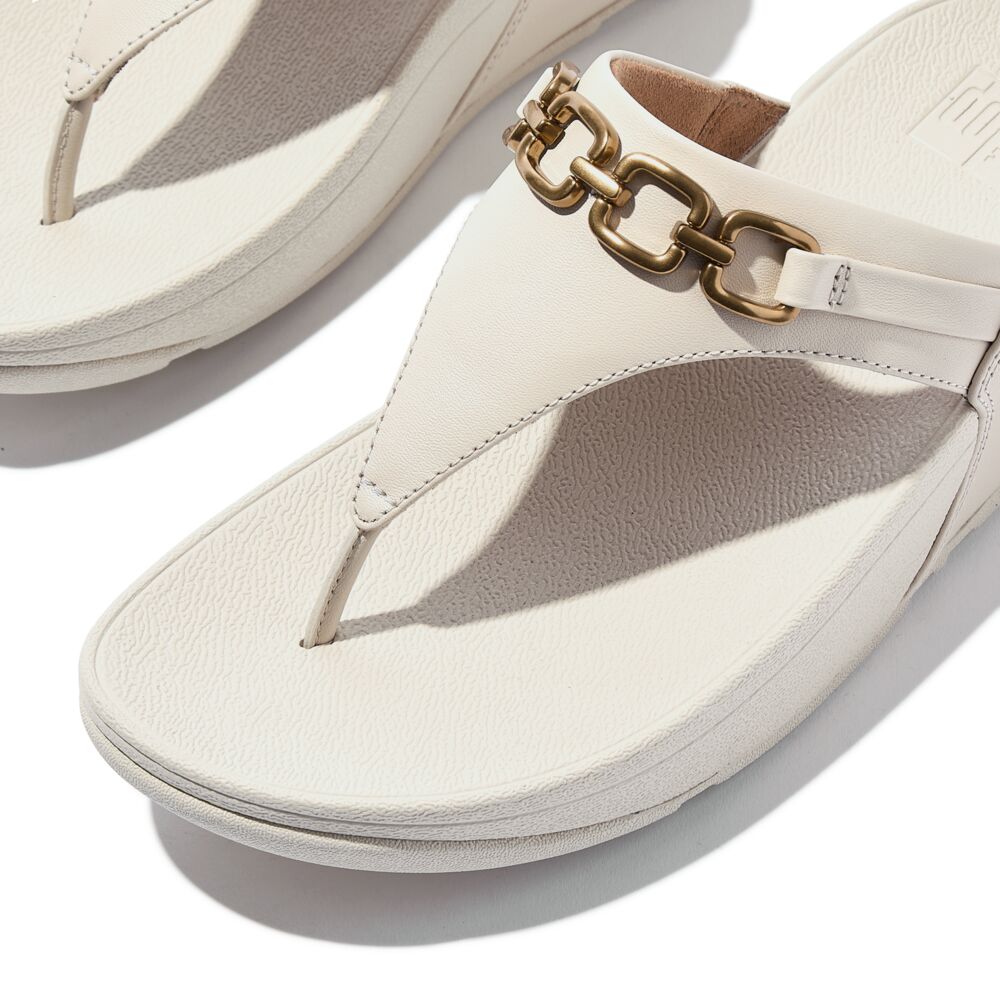 FitFlop Lulu Leder Zehenstegsandalen Paris Beige
