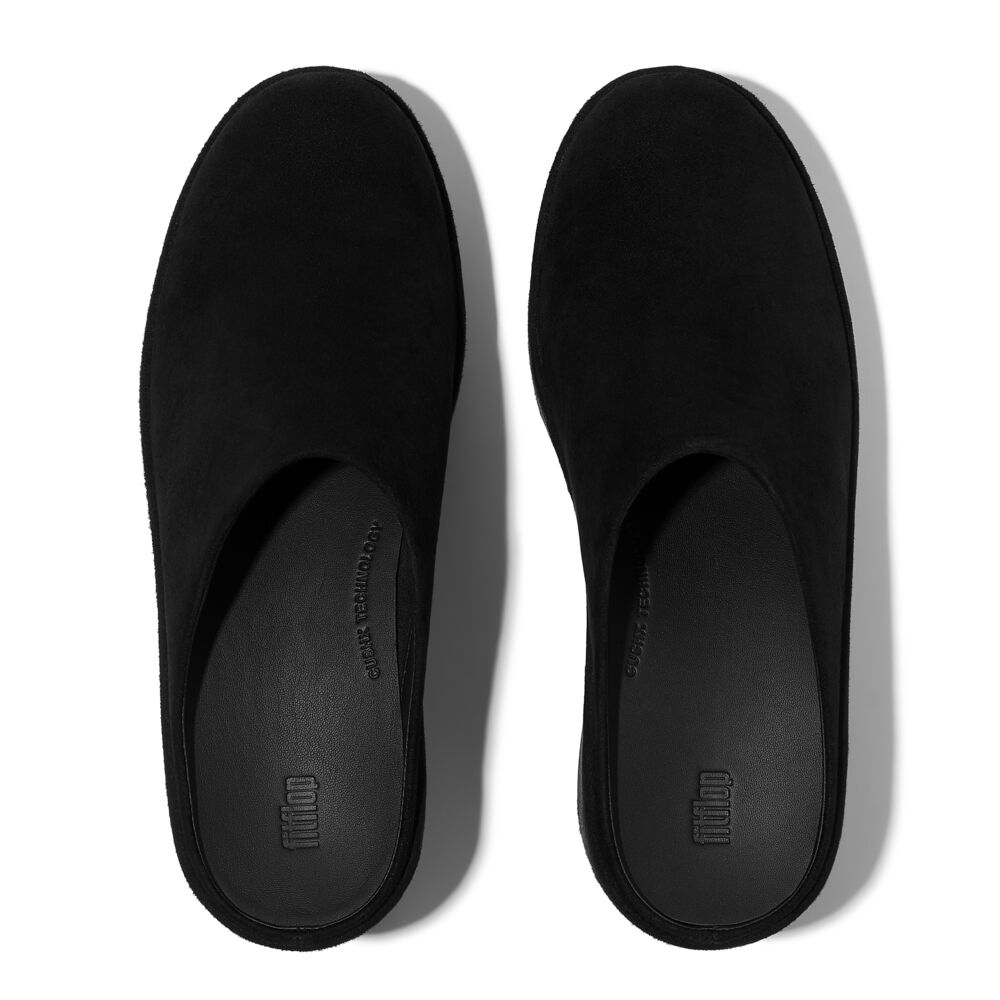 FitFlop PLATFFORMS Black Wildleder Heeled Mules