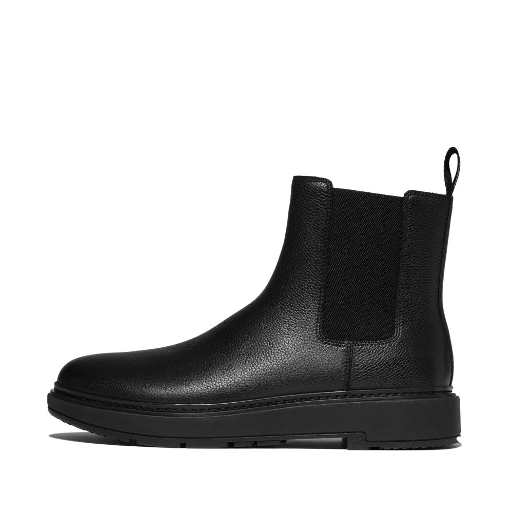 FitFlop SKANDI Black Herren Trombled-Leather Chelsea Boots