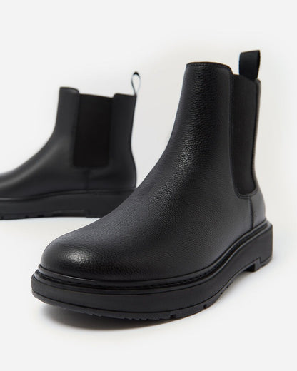 FitFlop SKANDI Black Herren Trombled-Leather Chelsea Boots