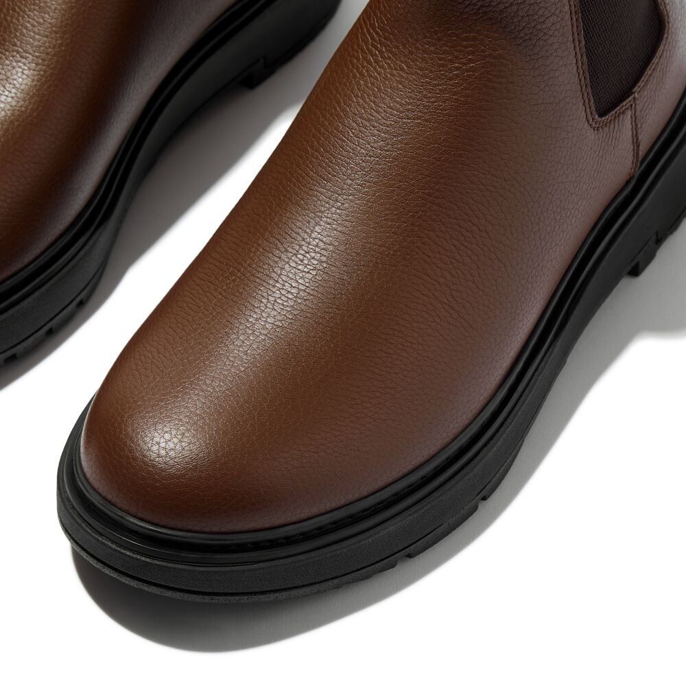 FitFlop SKANDI Brown Herren Trombled-Leather Chelsea Boots