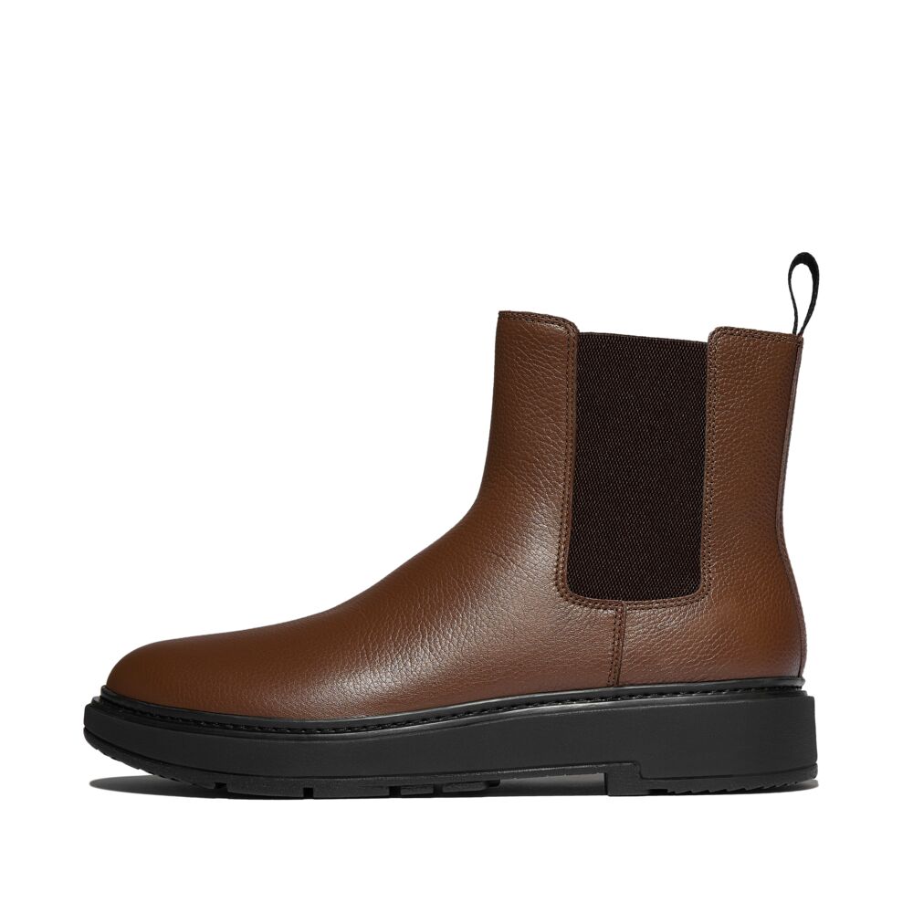 FitFlop SKANDI Brown Herren Trombled-Leather Chelsea Boots