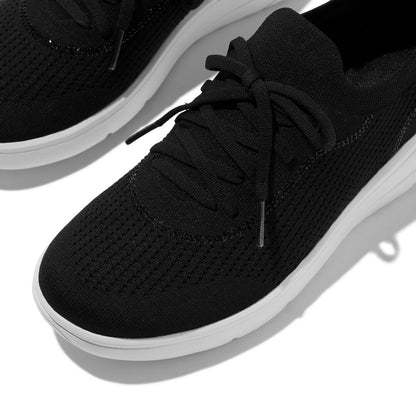 FitFlop Super-Q Sneaker Black Knit Slip-On Laced