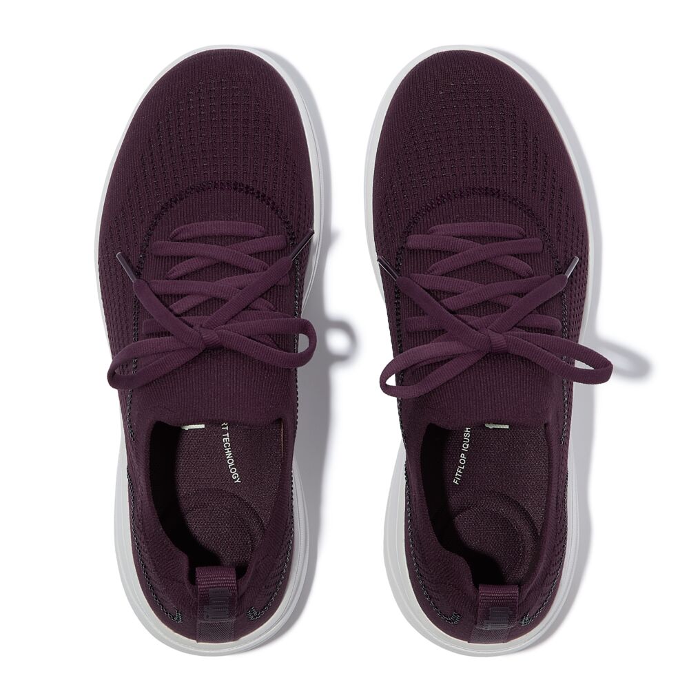FitFlop Super-Q Sneaker Plumberry Knit Slip-On Laced