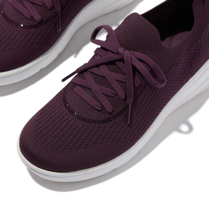 FitFlop Super-Q Sneaker Plumberry Knit Slip-On Laced