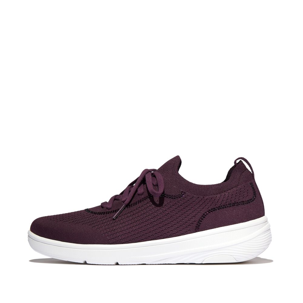 FitFlop Super-Q Sneaker Plumberry Knit Slip-On Laced