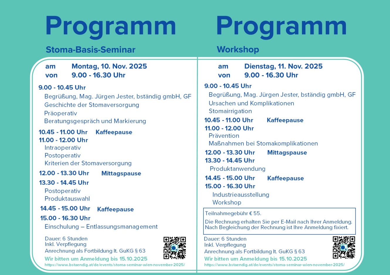 Einladung Stoma Seminar + Workshop November 2025 Wien rückseite