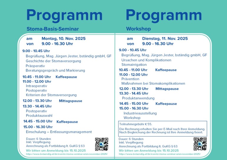 Einladung Stoma Seminar + Workshop November 2025 Wien rückseite