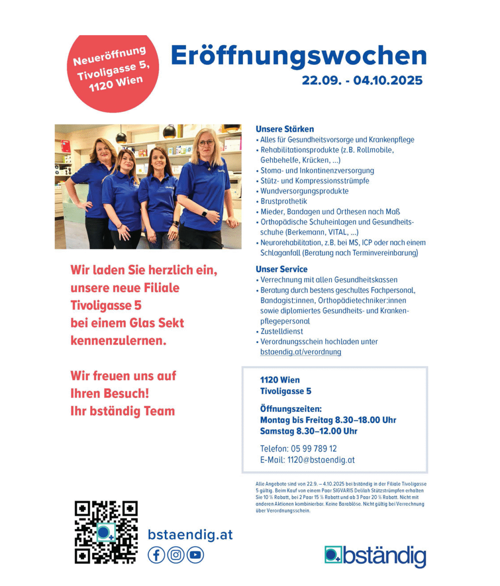 Flayer Neueröffnungswochen bständig Filiale Tivoligasse Seite 1