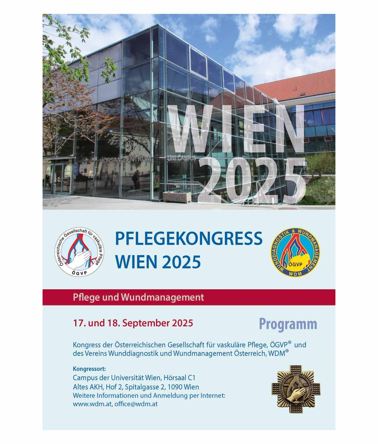 Pflegekongress Wien 2025. Programm: erste Seite.