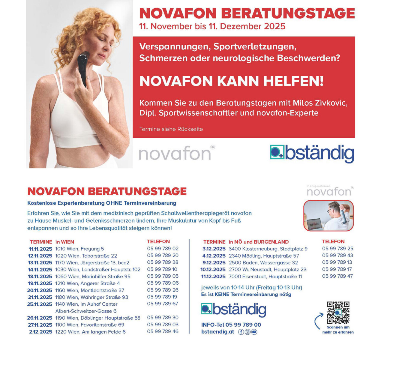 Flayer von bständig zu den Novafon Beratungstagen.