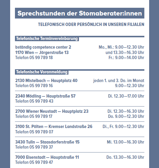 STOMA Sprechstunden bei bständig