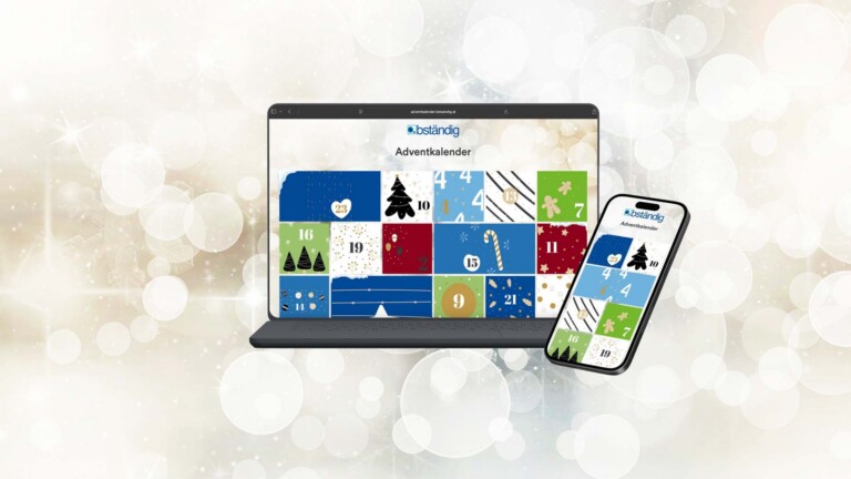 Winterlicher Header mit abstrakten Schneeflocken und warmem festlichem Licht; online Adventskalender von bständig