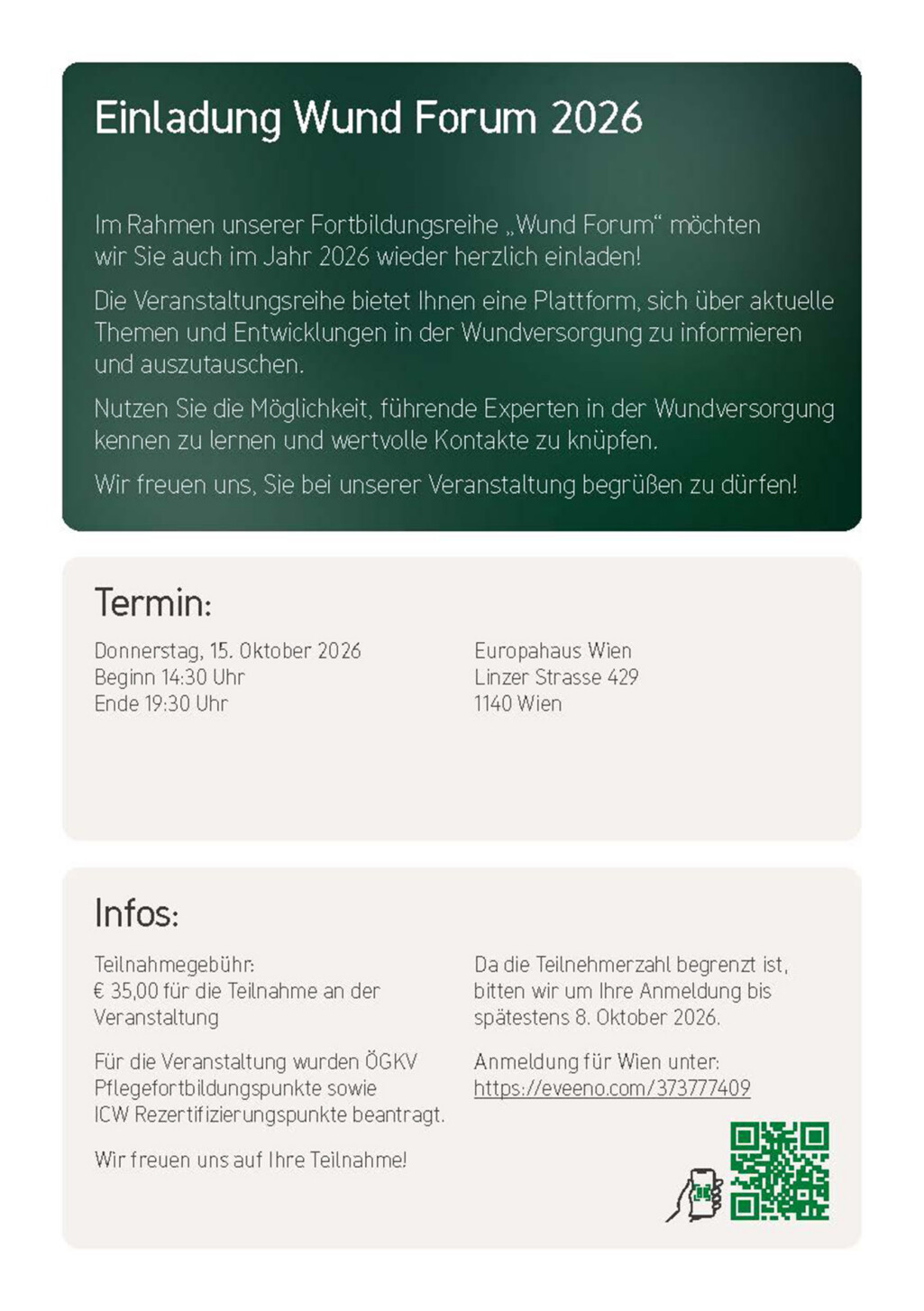 Einladung zum Wund Forum 2026.
