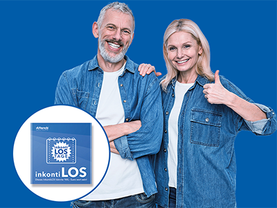 InkontiLos mit zwei älteren Menschen, Mann und Frau.