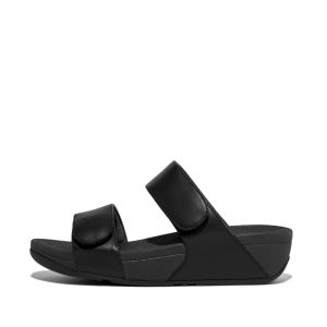 FitFlop Lulu Verstellbare Leder Pantoletten Schwarz Seitenansicht