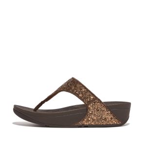FitFlop Lulu Glitzer Zehenstegsandalen Chocolate Metallic Seitenansicht