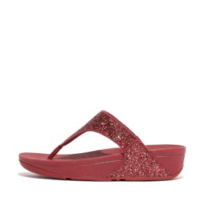 FitFlop Lulu Glitzer Zehenstegsandalen Dusty Red Seitenansicht