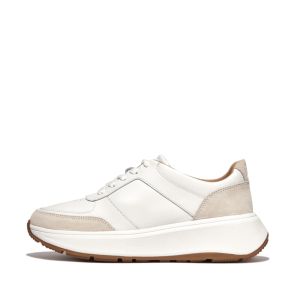 FitFlop F-Mode Leder Sneaker mit Plateausohle Urban White Seitenansicht